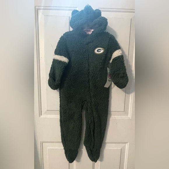 NFL apparel 18 months Green Bay Packers fuzzy fleece zip up sleeper - Picture 2 of 16